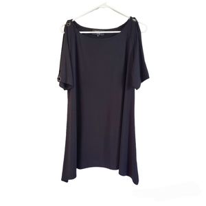 Red Coral womans black split shoulder tunic sz M